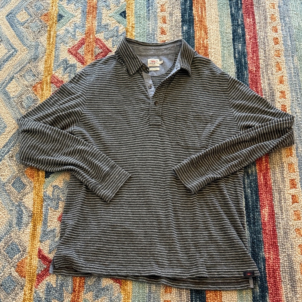 Faherty Striped Gray Polo Shirt